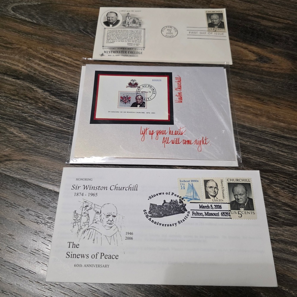 Winston Churchill First Day Cover 1965 Sinews of Peace 60th Anniversary Set